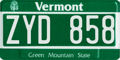 VT license plate ZYD858