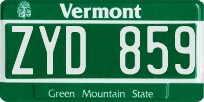 VT license plate ZYD859