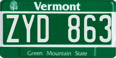 VT license plate ZYD863