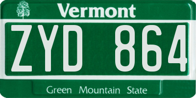 VT license plate ZYD864