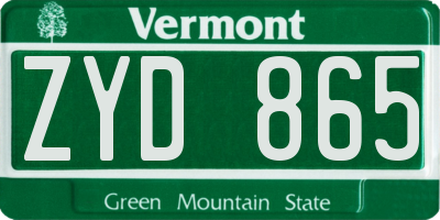 VT license plate ZYD865