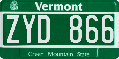 VT license plate ZYD866
