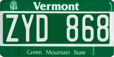 VT license plate ZYD868