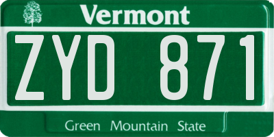 VT license plate ZYD871