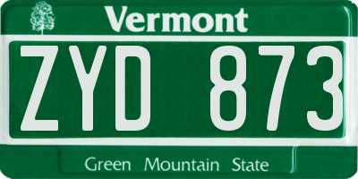 VT license plate ZYD873