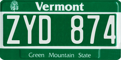 VT license plate ZYD874