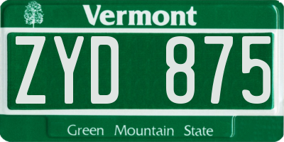 VT license plate ZYD875
