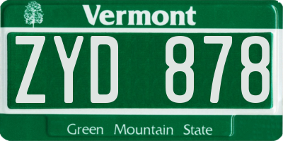 VT license plate ZYD878