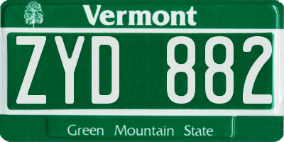 VT license plate ZYD882