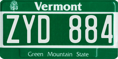 VT license plate ZYD884