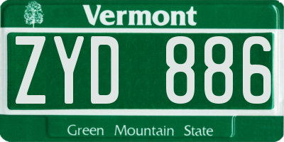 VT license plate ZYD886