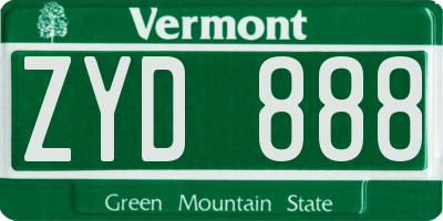 VT license plate ZYD888