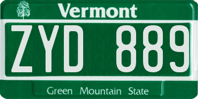VT license plate ZYD889