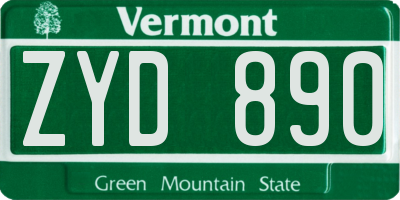 VT license plate ZYD890