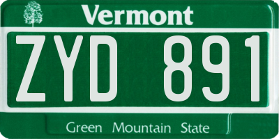 VT license plate ZYD891