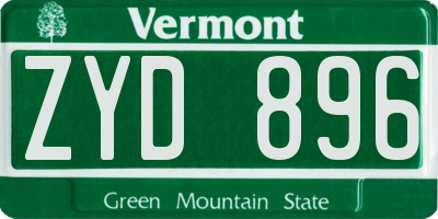 VT license plate ZYD896
