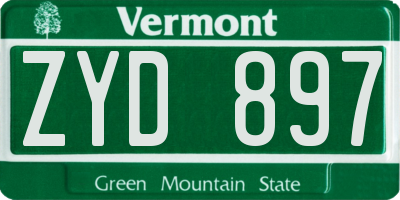 VT license plate ZYD897
