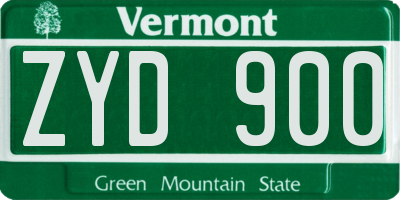 VT license plate ZYD900