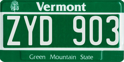 VT license plate ZYD903
