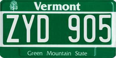 VT license plate ZYD905