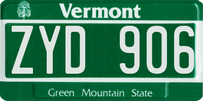 VT license plate ZYD906