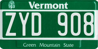 VT license plate ZYD908