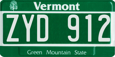 VT license plate ZYD912