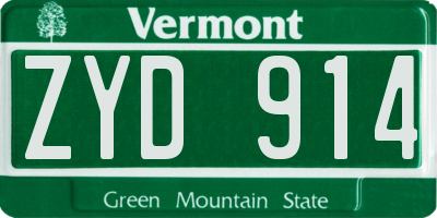 VT license plate ZYD914