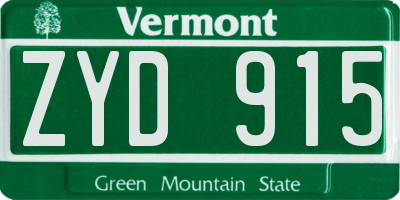 VT license plate ZYD915