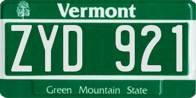 VT license plate ZYD921