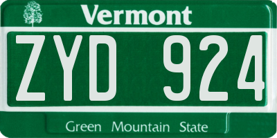 VT license plate ZYD924