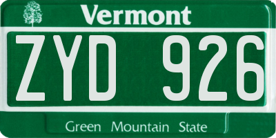 VT license plate ZYD926