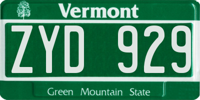 VT license plate ZYD929