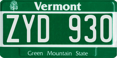 VT license plate ZYD930