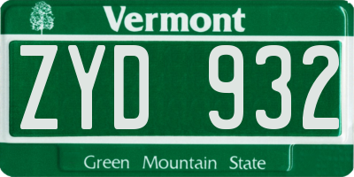VT license plate ZYD932