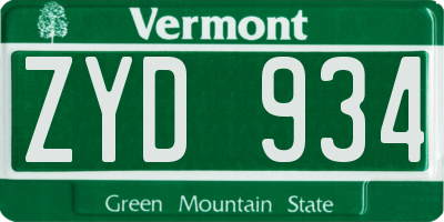 VT license plate ZYD934