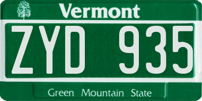 VT license plate ZYD935