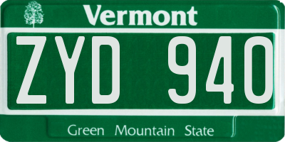 VT license plate ZYD940