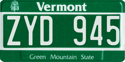 VT license plate ZYD945