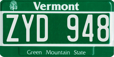 VT license plate ZYD948