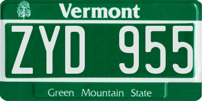 VT license plate ZYD955