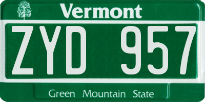 VT license plate ZYD957