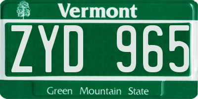 VT license plate ZYD965