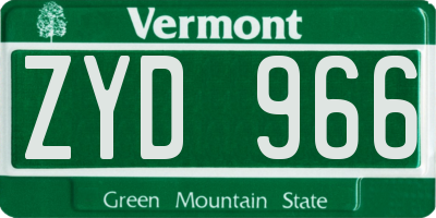 VT license plate ZYD966