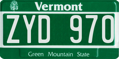 VT license plate ZYD970