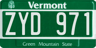 VT license plate ZYD971