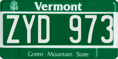VT license plate ZYD973