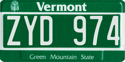 VT license plate ZYD974