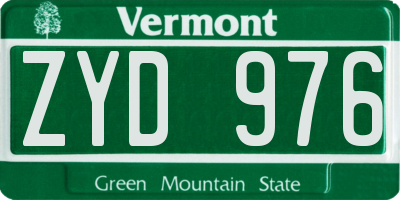 VT license plate ZYD976