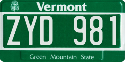 VT license plate ZYD981